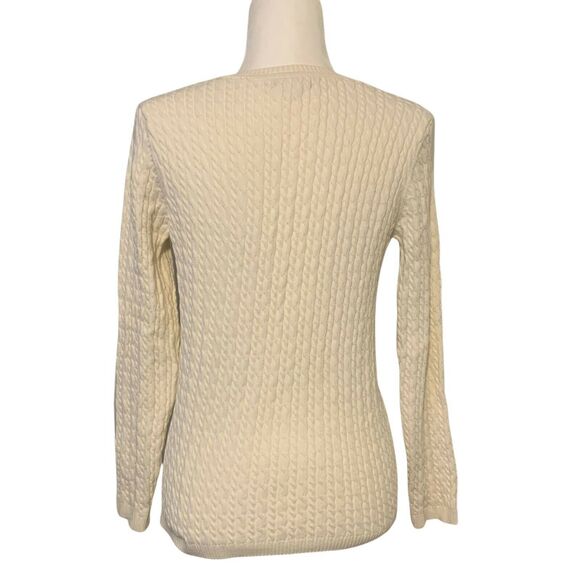 Charter Club Women's Sweater Knit Small Cream Long Sleeve Pullover V Neck - Picture 2 of 10